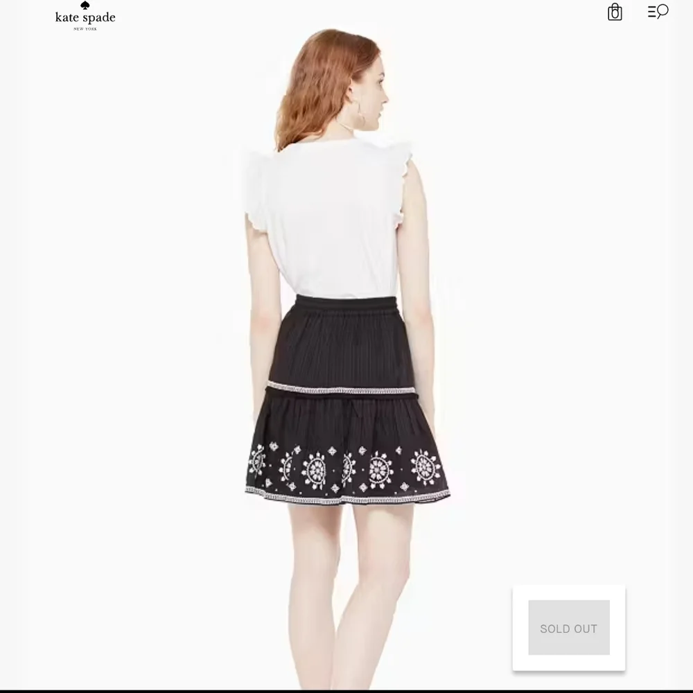 Kate Spade Mosaic Embroidered Boho Fairycore Black White Skirt XL Womens